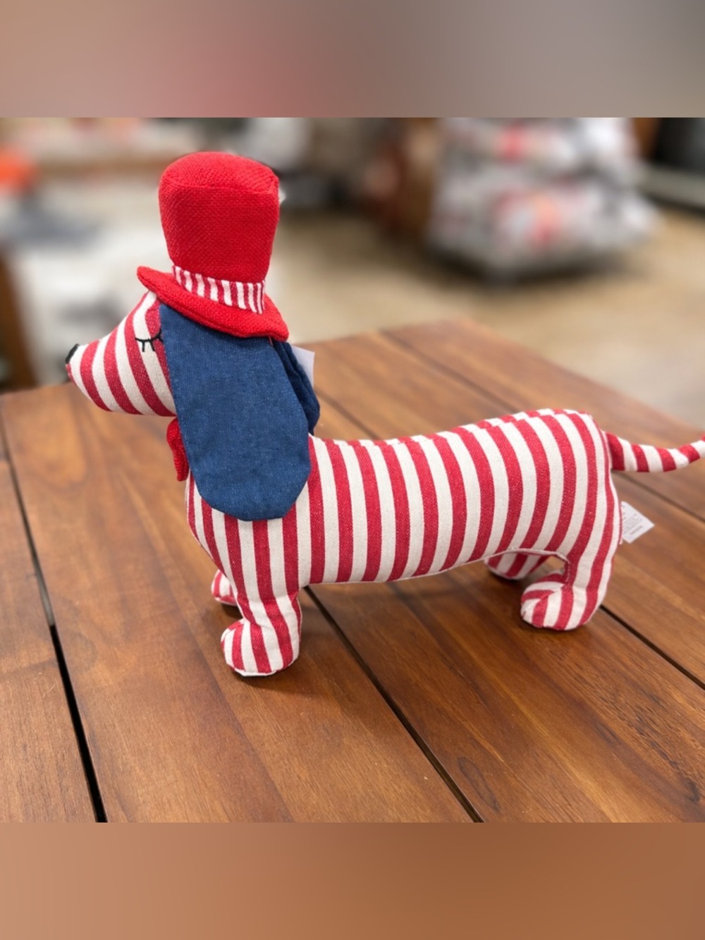 NEW Americana Dachshund Dog Decor Patriotic Red White Striped Accent